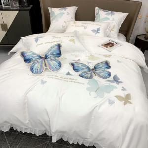 Luxurious Pure Cotton Bedding Set 4pcs  Embroidery Silk Princess Girl Bedding Cotton 100% Quilt Cover Bed Sheet