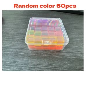 50/98Pcs Rainbow Crystal Acrylic Cubes Stacking Gem Blocks Sensory Building Blocks for Kids Learning Color Light Shadow Toy
