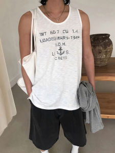 Ssumenam | Letter Print Summer Loose Sleeveless Vest