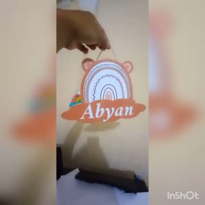 HIASAN DINDING UKIR CUSTOM NAMA MOTIF RAINBOW WALL DECOR