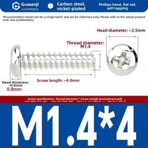 GUWANJI | Iron Nickel-Plated Cross Recessed Head Self-Tapping Screw for Electronics and Wood