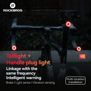 【Local Delivery】ROCKBROS Bike Taillight Handle Plug Light Team Cycling Synchronized Smart Brake Sensing Bike Rear Light MTB Road Bike Helmet Light