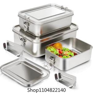 Stainless Steel Bento Box Metal Lunch Box Food Storage Containers with Lockable Clips Lunch Snack Boxes for WorkSchool