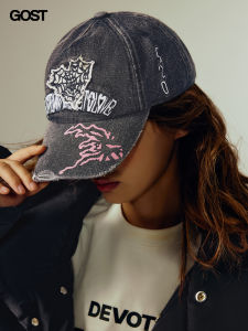 GOST 23AW Vintage Baseball Cap Men Womens Stylish Cotton Spider Web Heart Design Wide Brim All-Season Accessory for Couples and Youth