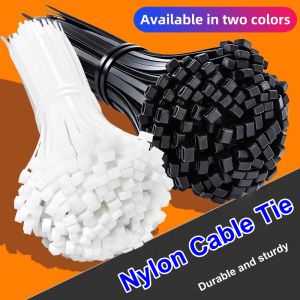 200/100Pcs/Bag Nylon Cable Ties Self-locking Cord Ties Straps Adjustable Cables Fastening Loop For Home Office