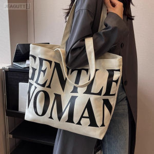 Large Capacity Canvas Tote Bag Womens Spring Summer New Fashion Single Shoulder Letter Shopping Bag Handbag Leisure Magnetic Buckle