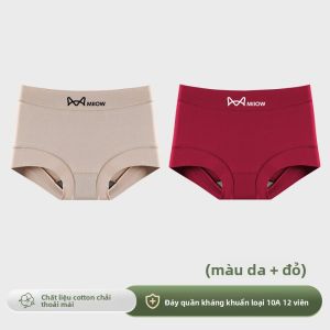 Quần lót boxer MiiOW nữ làm bằng cotton nguyên chất màu đỏ kháng khuẩn