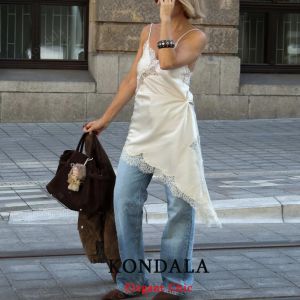 KONDALA Women Versatile Lace Mini Dress Asymmetrical Short Dress 2025 Summer Fall Fashion Party Dinner Beach Holiday Mujer Dress