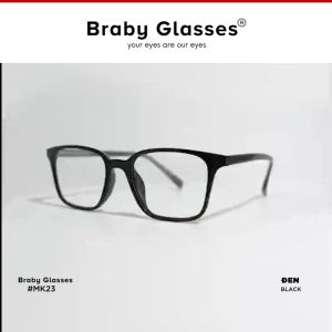 Gọng kính cận mắt vuông thời trang nam nữ Braby Glasses chất liệu nhựa lõi thép siêu bền kiểu dáng basic trẻ trung MK23