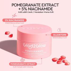GLAD2GLOW Pomegranate 5% Moisturizer Niacinamide Brightening Moisturizer | 30g Pelembab Wajah Whitening Glowing Moisture Gel Day & Night Cream Skincare