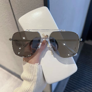 Chen Wei Ting Mens Fashion Eyeglass Frame Dual Bridge Large Frame Flat Light Blue Light Blocking Glasses Prescription Ready