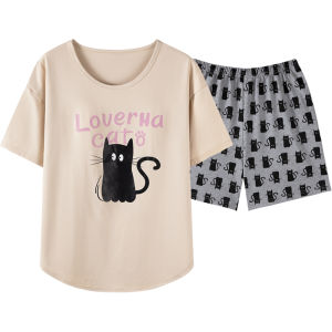 MiiOW | Cotton Summer Short Sleeve Sleepwear Set for Women