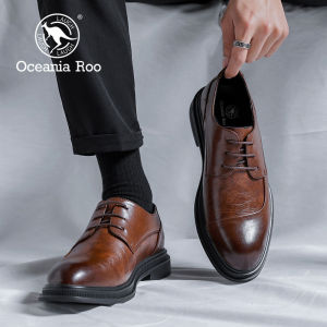 Mens Formal Casual Leather Shoes Large Size Business Office Work Derby Shoes Autumn Winter Brown Retro British Style