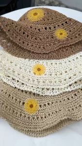 หมวกสานผู้หญิงน่ารักๆ ปักดอกไม้สไตล์ญี่ปุ่นใส่สบาย สินค้าพร้อมส่งจากไทย ​[รุ่นS061]