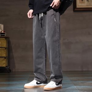 New 2025 Mens Casual Wide Leg Straight Leg Pants Loose Fit Summer Black Workwear Trousers Youth Fashion Long Pants