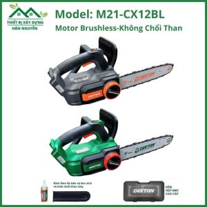 Thân máy cưa xích pin Dekton M21-CX12BL lam 12 inch không chổi than máy cưa xích dùng pin