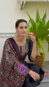 Silk Blend Kurti Set for Women - Straight Cut Embroidery With Pants & Shawl (S to 2XL) - Pre Order 23days - Fusioncloset