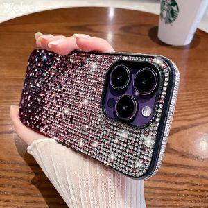 Luxury Bling Glitter Diamond Gradient Rhinestones Phone Case For iPhone 15 14 Pro Max 13 12 11 X XR XS 7 8 Plus Shockproof Cover