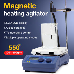 เครื่องคนชนิดใช้สนามแม่เหล็กแผ่นความร้อนที่อุณหภูมิสูงสุด550 °C เครื่องคนแม่เหล็กแผ่นความร้อนแก้วเซรามิค LCD ดิจิตอล