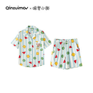 Kiss Cat Spring Summer Cartoon Modal Cotton Short Sleeve Womens Pajamas Set Home Clothes Striped Print Breathable Comfortable