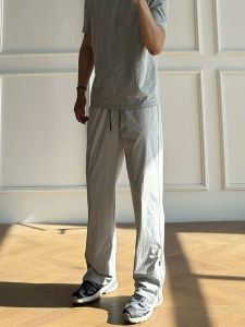 Quick Dry Ice Skin Mens Summer Thin Waterproof Hiking Trousers Straight Leg Zipper Slim Fit Pants Casual Fashion Youth Style