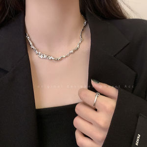 Silver Metal Necklace Womens Fashion Fresh out Design Trendy Minimalist Style Lockbone Chain Jewelry Accessory Luxury Feel