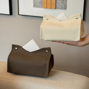 2025 New Geometric Texture Tissue Box Nordic Minimalist Solid Color Desktop Napkin Storage Box Luxury Drawn Tissue Box
