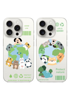 Cute Cartoon Animal Transparent Phone Case for  17Promax Simple 15 Personalized 14 Couple 16Pro Huawei 15Plus Honor Xiaomi 14VivoOppo