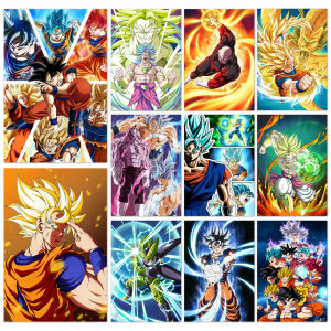 Bandai | Japanese Anime Diamond Painting Super Saiyan Goku Full Square Round Diamond Mosaic Embroidery DIY Living Room Bedroom Decor Gift