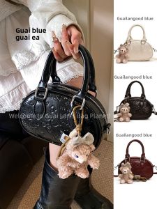 Chic Blue Bowling Bag Womens Handbag Shoulder Bag Crossbody Bag Luxury Spring Summer Versatile Pillow Shape Handbag