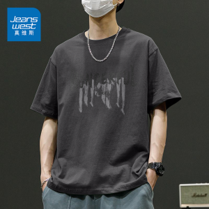 เสื้อยืดแขนสั้นทรงหลวมสำหรับผู้ชาย ทรงหลวม คอตตอนแท้ ทรงหลวม สำหรับวัยรุ่น เสื้อแขนสั้นทรงหลวม