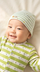 Bộ dài tay cài thẳng Arich vải sợi tre mềm mát an toàn phối sọc họa tiếtbộ quần áo trẻ em bé trai bé gái