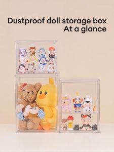 TOAO Acrylic Display Case Transparent Boxes Popmart Storage Organizer Stackable Magnetic Dustproof Box Acrylic Toy Storage Box