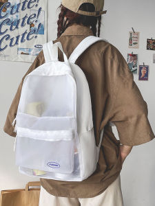 Summer Transparent Schoolbag Young Adult Student High School Junior High School Student Ins Japanese Style Simple Pure Color Large Capacity Backpack