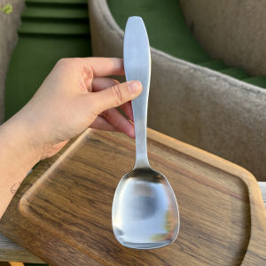 VE Stainless Steel round Handle Rice Spoon Slanted Mouth Serving Spoon Kitchen Cooking Utensil for Soup And Rice