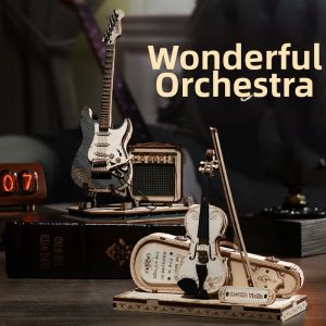 Robotime | DIY Wooden Guitar and Violin Assembly Model 3D Puzzle Creative Toy