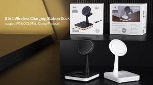 3 In 1 Wireless Charging Station Charger Dock For Smart Mobile Phones Smart Watch Headphones And AirPods