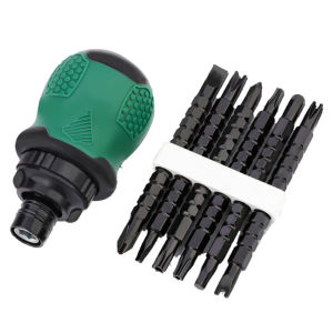 【Ready Stock】Ratchet Screwdriver Set 13 In 1 Short Handle Cross Groove Drill Telescopic Dual Purpose Small Chrome Vanadium Steel Repair Tools