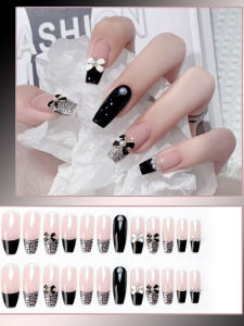 Summer Blush Gradient Embossed Camellia Wearable Nail Art 2024 Internet Famous High-End Whitening Medium-Length Nail Tips