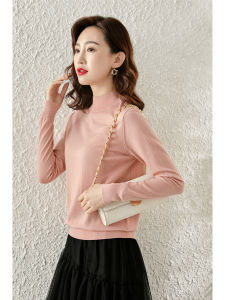 Semi-high Collar Long Sleeve Sweater Merino 90 48s Refined Wool