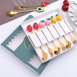 4pcs/6pcs Cute Doll Fork Spoon Gift Tableware Set Fruit Spoon Fork Coffee Spoon Animal Spoon Companion Gift Set