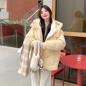 เสื้อแจ็คเก็ตผ้าฝ้ายทรงหลวมสไตล์เกาหลีสำหรับผู้หญิง ฤดูหนาว 2025 แฟชั่นลำลอง เสื้อคลุมกันหนาว แจ็คเก็ตผ้าฝ้าย แจ็คเก็ตผ้าฝ้าย