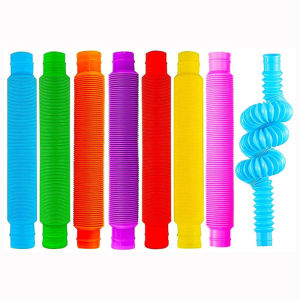 6 ชิ้น Decompression Retractable Pop Tube Ripple สีบรรเทาความวิตกกังวล Fidget ตลก DIY Sensory ของเล่นเด็ก Interactive ของขวัญ
