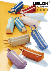 USLON Large Capacity Canvas Pencil Case Cute Soft Erasable Multi-layer Hand-held Detachable Multi-functional Durable