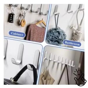 1/2/3/4Pcs Adhesive Hooks Metal Stainless Steel Wall Hooks Utility J Hook Key Holder Self Adhesive Wall Hook for Shower Kitchen