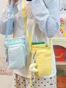 2025 New Crossbody Small Bag Phone Case Outdoor Sports Water Cup Holder Soft Nylon Fabric Vertical Square Shape Youth Backpack