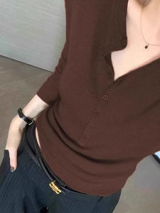 chaqi | Áo Thun Sơ Mi Co Dãn Có Tay Slim Fit Nút Pháp