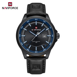 Naviforce Đồng hồ nam sang trọng thạch anh không thấm nước dạ quang cao da chất lượng Nam Đồng hồ đeo tay tự động cập nhật ngày đồng hồ nam chính hãng