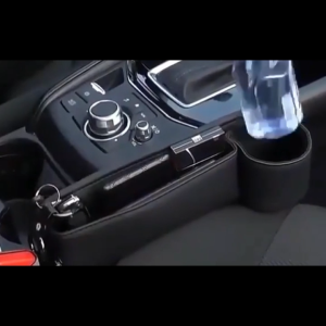 AKIRO MALAYSIA Car Seat Gap Organizer Storage Box Front Seat Organizer with Cup Holder Cable Hole Penyimpan Barang