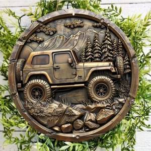 CIFbuy | Biển Hiệu Treo Tường Bằng Kim Loại Hình Tròn Thương Hiệu Jeep Chống Gỉ Chống Chịu Thời Tiết Để Trang Trí Ngoài Trời Trong Nhà Biển Hiệu Cửa Sân Sau